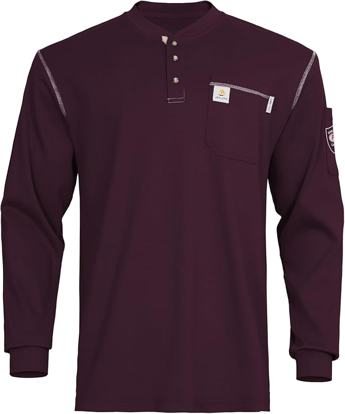 FR Shirts for Men CAT2/HRC2 Flame Resistant Shirts 6.5oz Light Weight Long Sleeve Fire Retardant Shirts