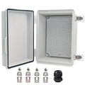 Waterproof Electrical Box, IP67 Junction Box Stainless Steel Latch Hinged Grey Cover Project Enclosure with Wall Bracket 8.7"x6.7"x4.3"