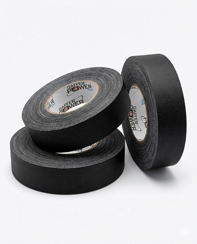 Professional Premium Grade Gaffer Tape - Black | Heavy Duty Pro Gaff Tape | Secures Cables | Holds Down Wires Leaves No Sticky Residue | Easy to Tear | Multipurpose | Better Than Duct Tape