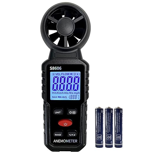 3 in 1 Handheld Anemometer Wind Speed Meter Gauge Speedometer Wind Level Tester Air Flow Meter Temperature Measuring Device Outdoor for Sailing Surfing Flying Shooting