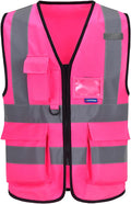 A-SAFETY Pink Safety Vests for Women,Working Safety Vest with Reflective Strips,XXL