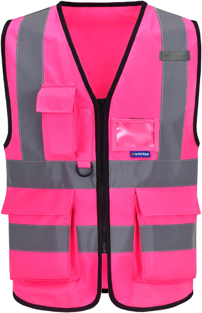 A-SAFETY Pink Safety Vests for Women,Working Safety Vest with Reflective Strips,XXL