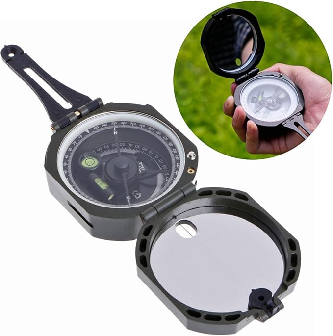 High Precision Magnetic Pocket Transit Geological Compass Scale 0-360 Degrees durable For Surveyors, Mining Engineers, Civil Engineers, Environmental Engineers and Foresters