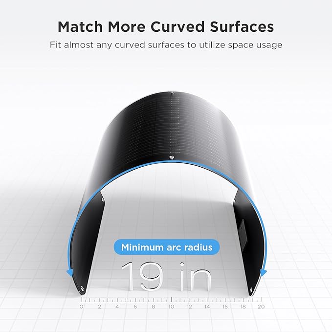 50W Flexible Solar Panel 12V, ETFE Monocrystalline Solar Cell Charger for Power Station, RV, Marine, Boat Bimini, Trailer, Van, Car Battery Maintenance, Ultra-Thin Bendable Design