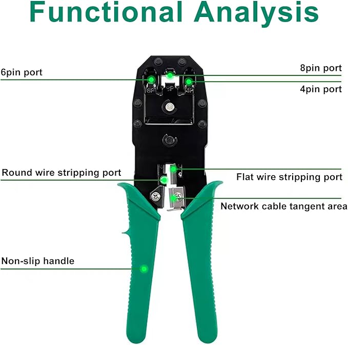 Professional RJ45 Crimp Tool Kit Complete Cat5 Cat5e Cat6 Ethernet Crimper Set with Cable Tester, 30 Connectors & Covers