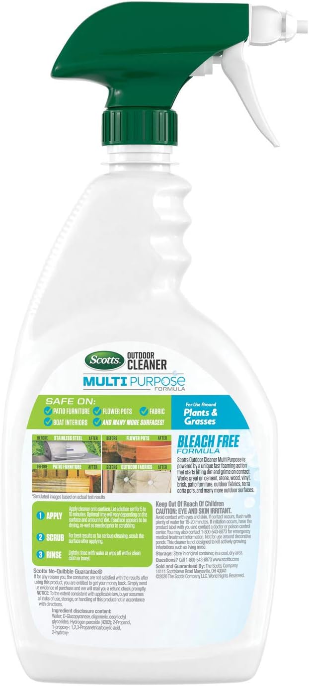 Scotts Outdoor Cleaner Multi Purpose Formula: Ready-to-Use, Bleach-Free, Use on Decks, Siding, Stone and Patio Furniture, 32 oz.