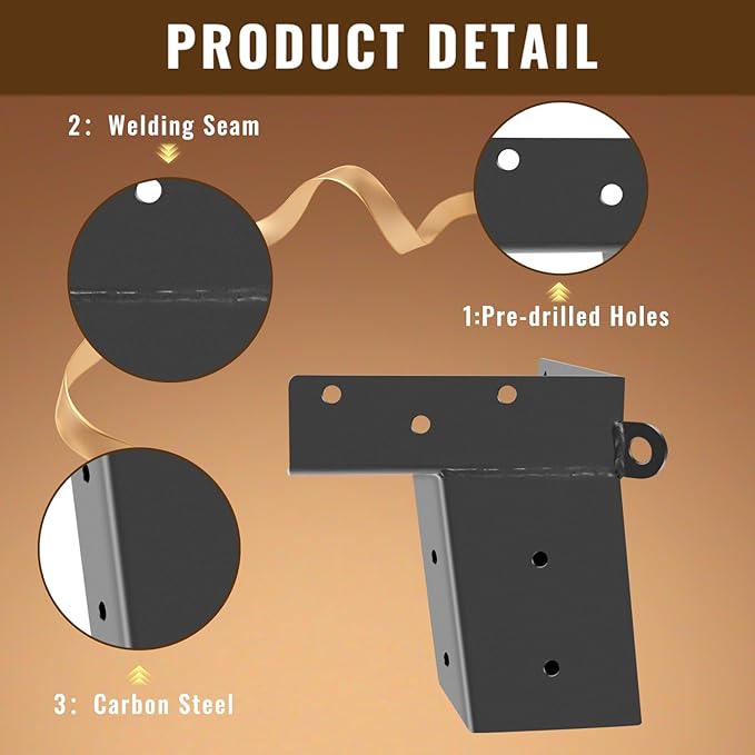 4 Pcs Deer Stand Brackets 4x4 Deer Blind Brackets Compound Angle Platform Bracket for Deer Hunting, Shooting Shack, Observation Decks, Tree Houses, Swing Sets, Outdoor Platforms.