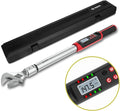 VANPO Hvac Torque Wrench 7.4-147.6 ft.lb/10-200 N.m, 14×18 mm Open End, 38 mm Adjustable Jaw, Accuracy ±2%, LED and Buzzer Notification, Adjustable Torque Wrench for Mini Split AC, Pipeline
