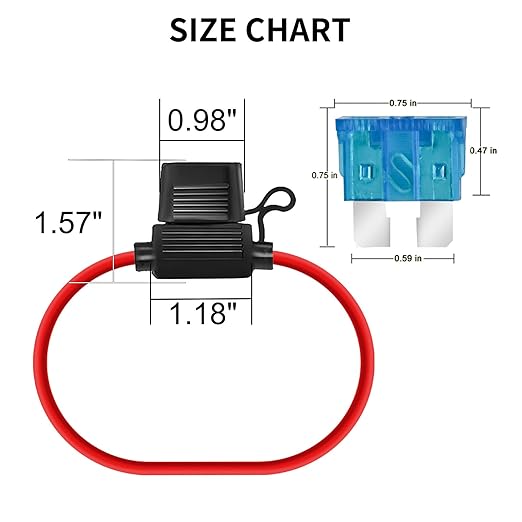MuHize Inline Fuse Holder 12V - Upgraded 16 Gauge Automotive ATC/ATO Standard Fuse Holders with 15 AMP Standard Blade Fuses(10 Pack)