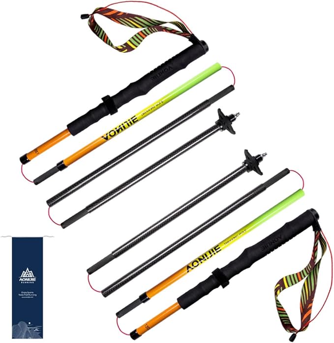 AONIJIE Trekking Poles -2 Ultralight Collapsible Carbon Fiber Hiking Poles with Anti-Shock and Quick Lock System, Folding Walking Sticks for Hiking, Camping