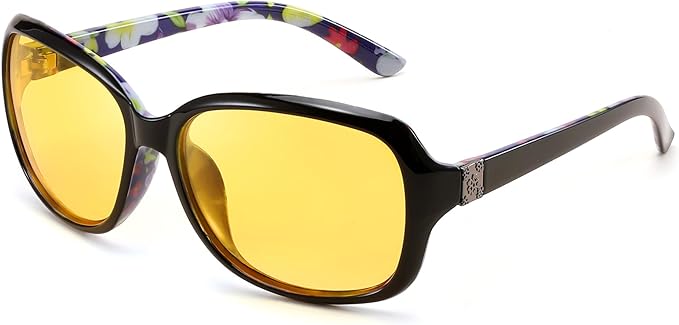 FEISEDY Classic Womens Night Glasses Driving Anti Glare Wrap Around Yellow Sunglasses B2548