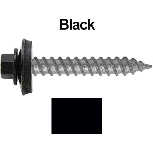 Metal Roofing Screw: (250) 12 x 1-1/2" BLACK Hex Sheet Metal Roof Screw. Sharp Point metal to wood siding screws. 5/8" EPDM washer.