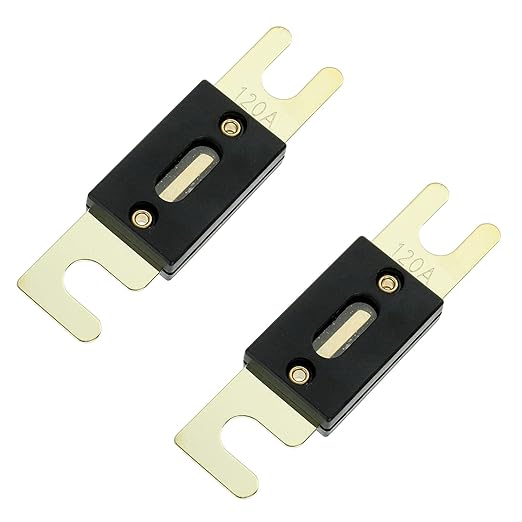 BoJack 2pcs 120A ANL Fuse Holder and 2pcs 120Amp 32VDC ANL Fuses for Audio and Video Systems