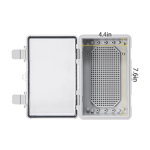 Outdoor Waterproof Electrical Box Junction Box ABS Plastic Electrical Enclosure Hinged Cover Electric Box with Mounting Plate for Outdoor Indoor Wiring Projects Clear 8.2"x5.1"x4.3"