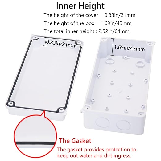 Zulkit Junction Box with Reserved Holes IP65 Waterproof ABS Plastic Electrical Boxes Includes Cable Glands for Outdoor Project, White 7.9 x 3.9 x 2.8 Inch