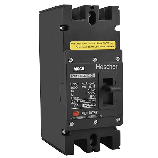 Heschen DC Molded Case Circuit Breaker MCCB, 2 Poles, DC1000V Photovoltaic Circuit Breaker, for Solar PV System Solar Panels Grid System (180A HSM3DC-250)