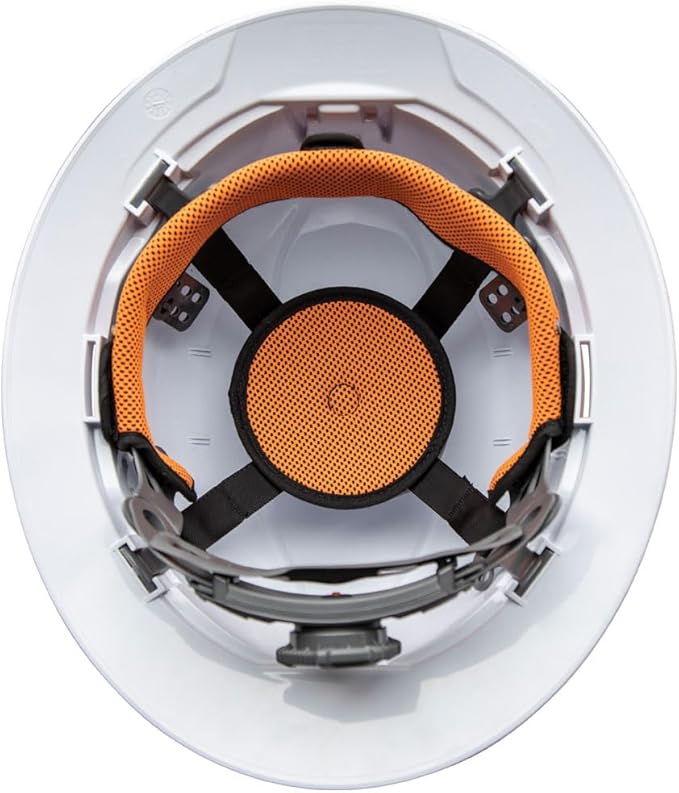 Klein Tools 60406RL Hard Hat, Rechargeable Headlamp, Non-Vented, Full Brim Style, Padded Self-Wicking Odor-Resistant Sweatband, Tested up to 20kV, White