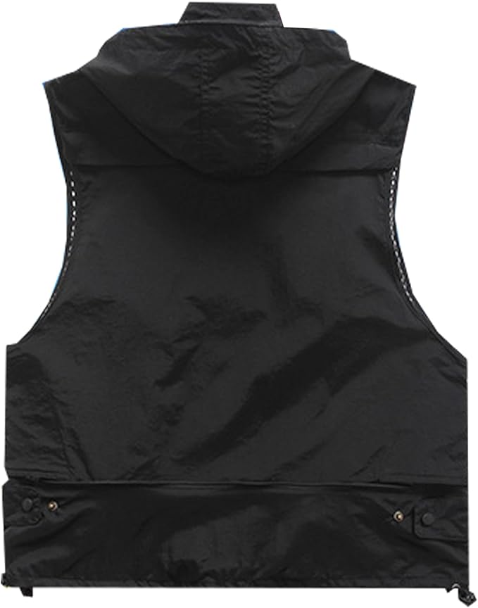 M2C Mens Hooded Mesh Multiple Pockets Traveling Vest