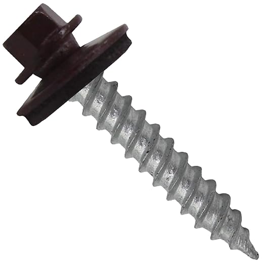 Metal Roofing Screw: (250) 12 x 1-1/2" Burgundy Hex Sheet Metal Roof Screw. Sharp Point Metal to Wood siding Screws. 5/8" EPDM Washer.