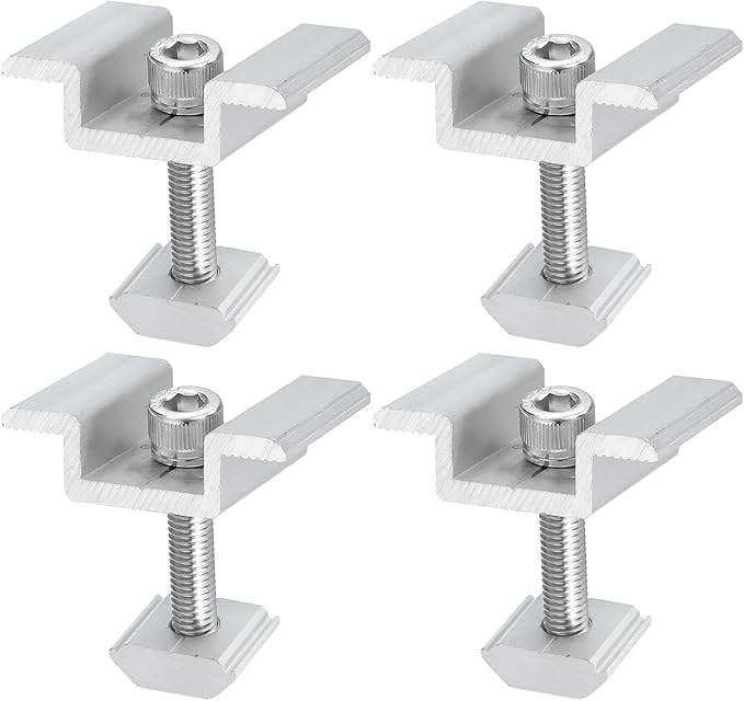 uxcell Set of 4 Solar Panel Mount Mid Clamps, 35mm Aluminum Solar Mid Clamp Solar Panel System Install Accessories for PV System Mounting Bracket