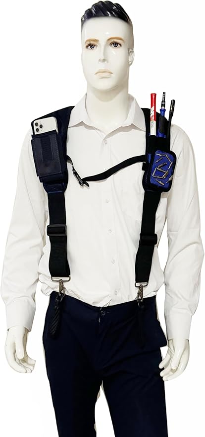 Tool Belt Suspenders for Work Belt Heavy Duty Padded with Magnetic WristBand Attachment Loops for Men