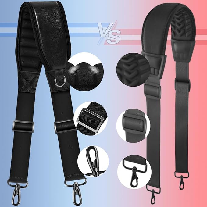 ZINZ Shoulder Strap 78" Belt with Neoprene Thick Padded, Universal Bag Strap with Double Adjustable Buckles and Metal Swivel Hooks,Ideal for Individuals 5'11" and Taller,Black