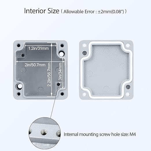 LeMotech Aluminum Alloy Metal Junction Box IP67 Waterproof Dustproof Small Electrical Box Outdoor Universal Enclosure Grey 2.5x2.2x1.3in (64x58x35mm)