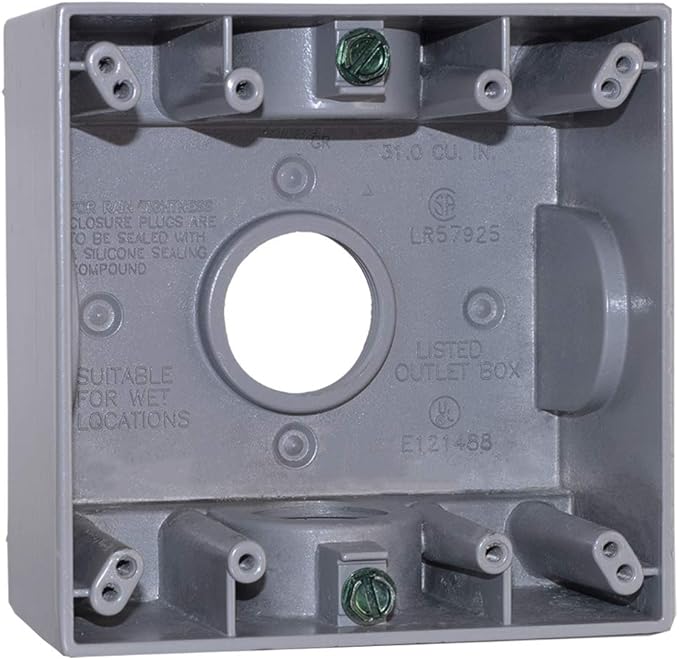 Sigma Engineered Solutions 14357 1-Inch 3 Hole 2-Gang Weatherproof Box, Gray