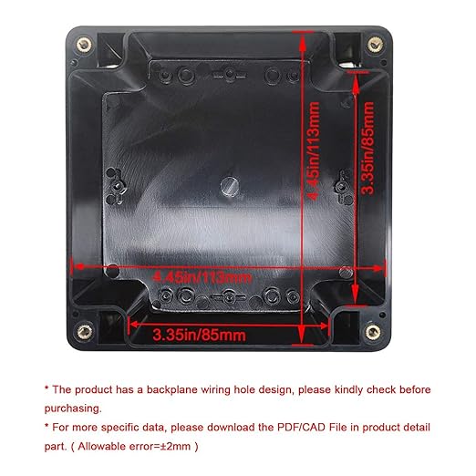 LeMotech ABS Plastic Electrical Project Case Power Junction Box, Project Box Black 4.7" x 4.7" x 3.5" (120 x 120 x 90 mm)(Pack of 1)