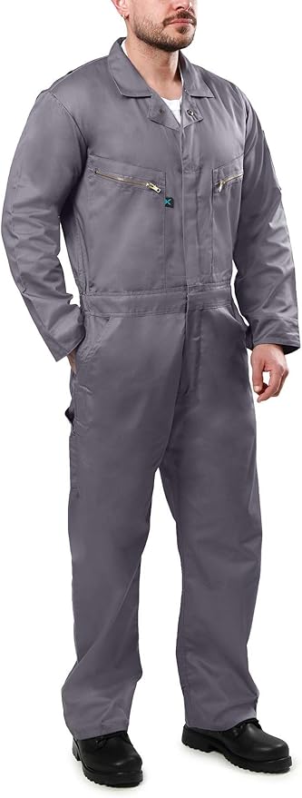 Kolossus Pro-Utility Cotton Blend Long Sleeve Coverall with Zippered Frontal Pockets