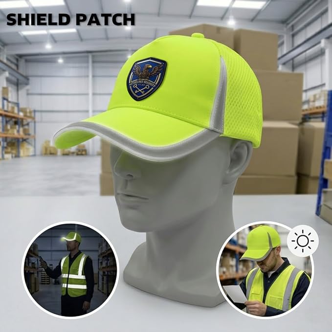 YOWESHOP Reflective Safety Baseball Cap Customize Logo with Removable PE Shell Hi-Vis Safety Work Hat