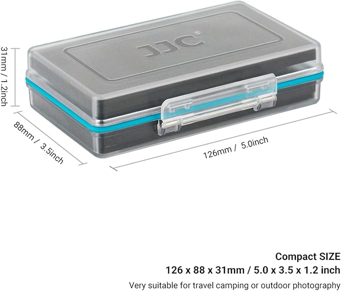 JJC 8 Slot AA Battery Case, PC Shell Water-Resistant & Shockproof Battery Storage Case for AA / 14500 Batteries