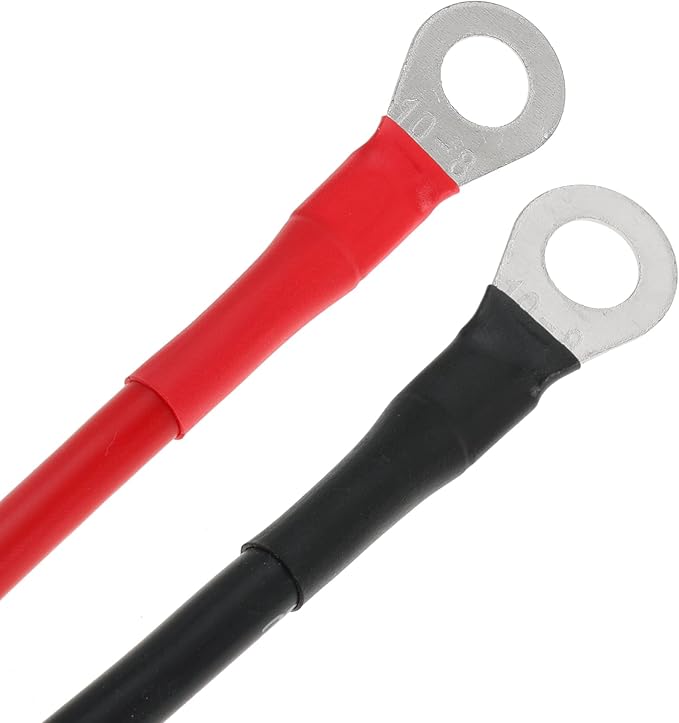 8 AWG Battery Cables 8 Gauge Solar Panel Wire Tinned Copper Extension Cable with 5/16'' Lugs for RV Solar Panel Car Automotive (8AWG 10FT)