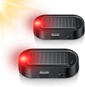 Car Solar Power Simulated Dummy Alarm, Car Security Anti-Theft LED Flashing Fake Lamp with Light Sensor, Vehicle Alarm Light for SUV, RV, Truck(2PC, Red