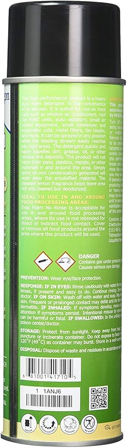 Nu-Calgon 4171-75 Evap Foam No Rinse Evaporator Coil Cleaner, 18 oz. (3-Pack)