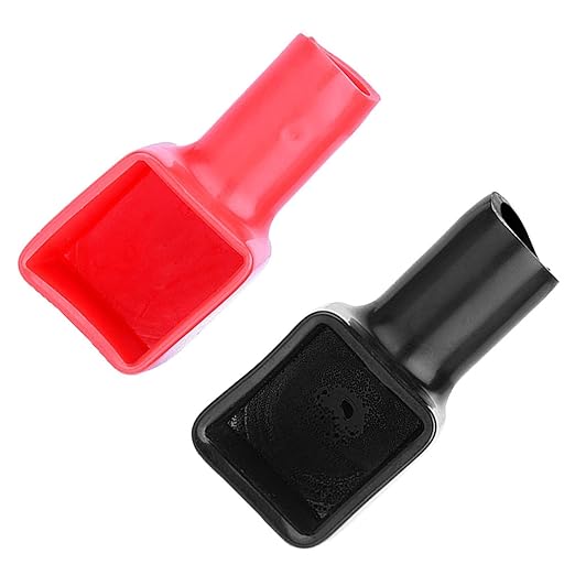 Battery Terminal Covers, 2 Pcs Battery Terminal Protector, Mini PVC Motorcycle Battery Cable Cover, Positive and Negative Cable Covers in Red and Black for Boat Cars Truck