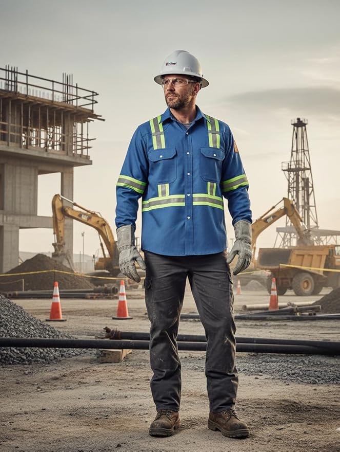 Flame Resistant High Visibility Hi Vis FR Shirt - 100% C - 7 oz