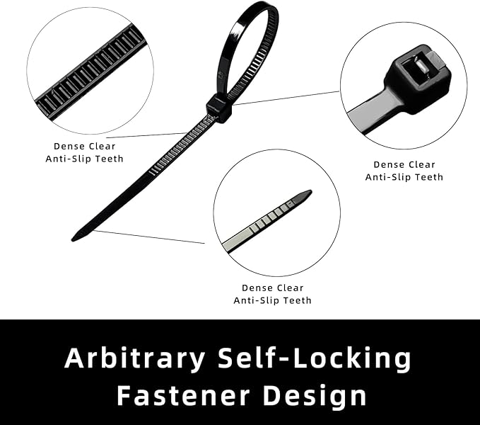 Zip Ties 12 inch, 1000 Pack Black Zip Ties, Self-Locking Nylon Cable Ties with 50 lb Tensile Strength,Wire Ties for indoor and outdoor use.