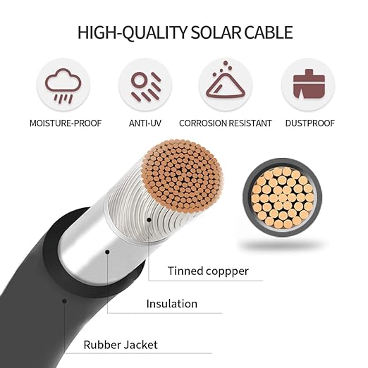 Solar Panel Extension Cable-TUV Listed 1Pair 12AWG 30FT Black and Red with Male/Female Connectors Solar Cable with Extra Pair of Connectors