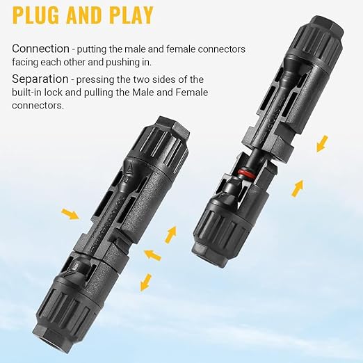 Solar Panel Crimping Tool,Crimping Tool Kit with 10PCS Connectors and 2PCS Spanner Wrench and 2PCS Y Solar Connectors and Solar Wire Crimping Tool for PV Cable
