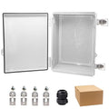 Waterproof Electrical Box, IP67 Junction Box Stainless Steel Latch Hinged Grey Cover Project Enclosure with Wall Bracket 14.6" x 10.6" x 5.9"