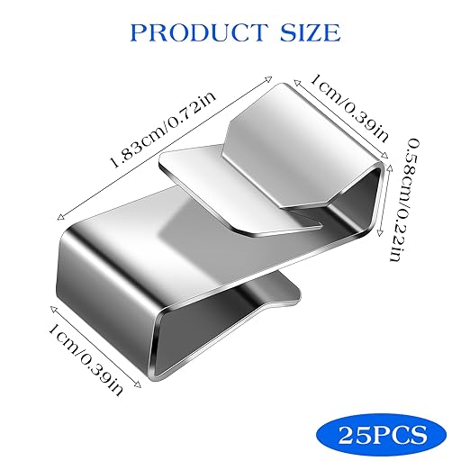 25 Pcs Trailer Wire Clips, Metal Cable Clips Stainless Steel Clips Solar Panel Wire Clip Double Wire Clips Trailer Wire Clamps for PV Wiring Boat Cable, Boat Trailer 22.5 mm/ 0.89 Inch