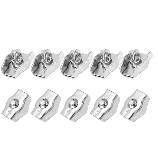 10 Pcs M5 Stainless Steel Single Wire Rope Clips, Simplex Bolt Cable Clamp for 3/16 Inch Diameter Wire Cable