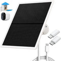 Solar Panel Charger for Outdoor Security Cameras -10W, DC 5V Compatible with Micro USB & Type-C Rechargeable Battery Cameras,9.8Ft Charging Cable,IP66 Waterproof (White)