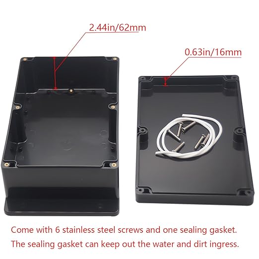 Junction Box IP65 Waterproof ABS Plastic Electrical Project Case Power Junction Boxes, Project Box with Fixed Ear Black 9.06x5.90x3.43 inch (230 x 150 x87 mm)