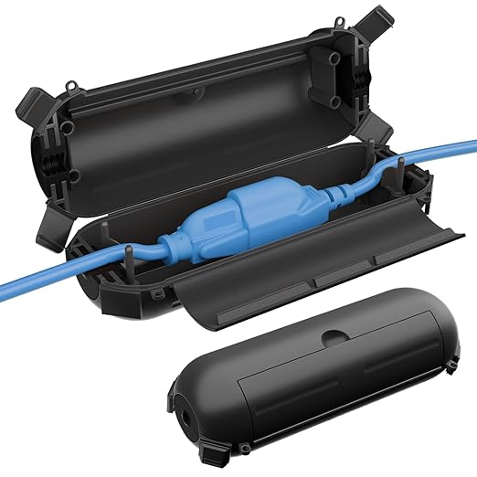 QUOBAS 2 Pack Small Outdoor Extension Cord Cover, Waterproof Electrical Box for Outdoor Outlets, Plugs, Holiday Christmas Lights, Power Tools，Black