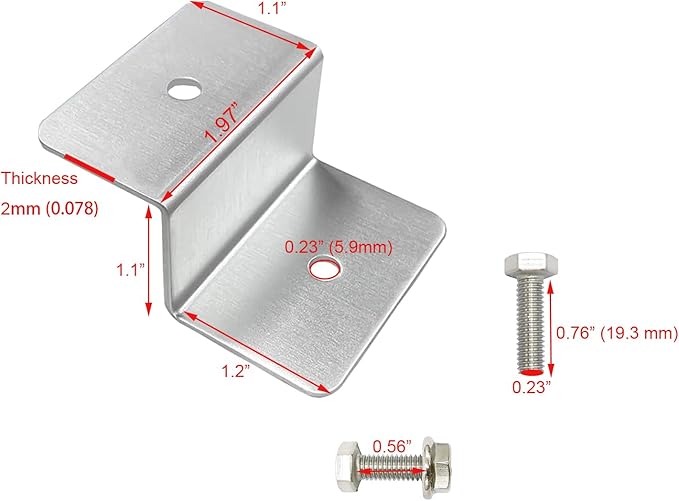 Solar Panel Mounting Z Bracket Mounts Kits with Nuts and Bolts for RV Boat Off Grid Roof Installation 4 Units