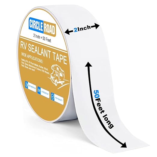 RV Roof Tape White, 2 Inch X 50 Feet RV Repair Sealant Tape, Stop Camper Roof Leaks, UV-Resistant, Weatherproof and Reliable for Camper, Trailer, Boat (2In-50FT)