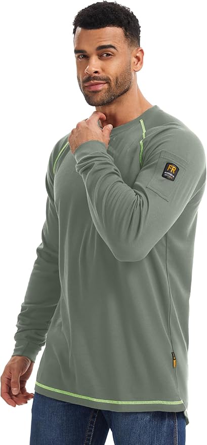 WORKWEYA FR Shirts for Men 5.5OZ Light Weight Welding Flame Resistant Shirts NFPA2112 CAT2