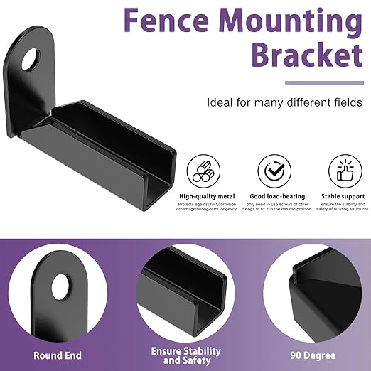 24 Pcs Fence Mounting Bracket for 1" x 1" Square Rails, Carbon Steel Fence Mounting Bracket, Panel Internal Connector - Black